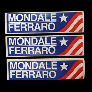 Mondale Ferraro 1984 US Presidential Campaign 11.5" x 3" Bumper Sticker Lot NOS